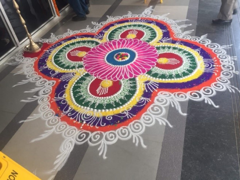 Beautifully patterned Rangoli.