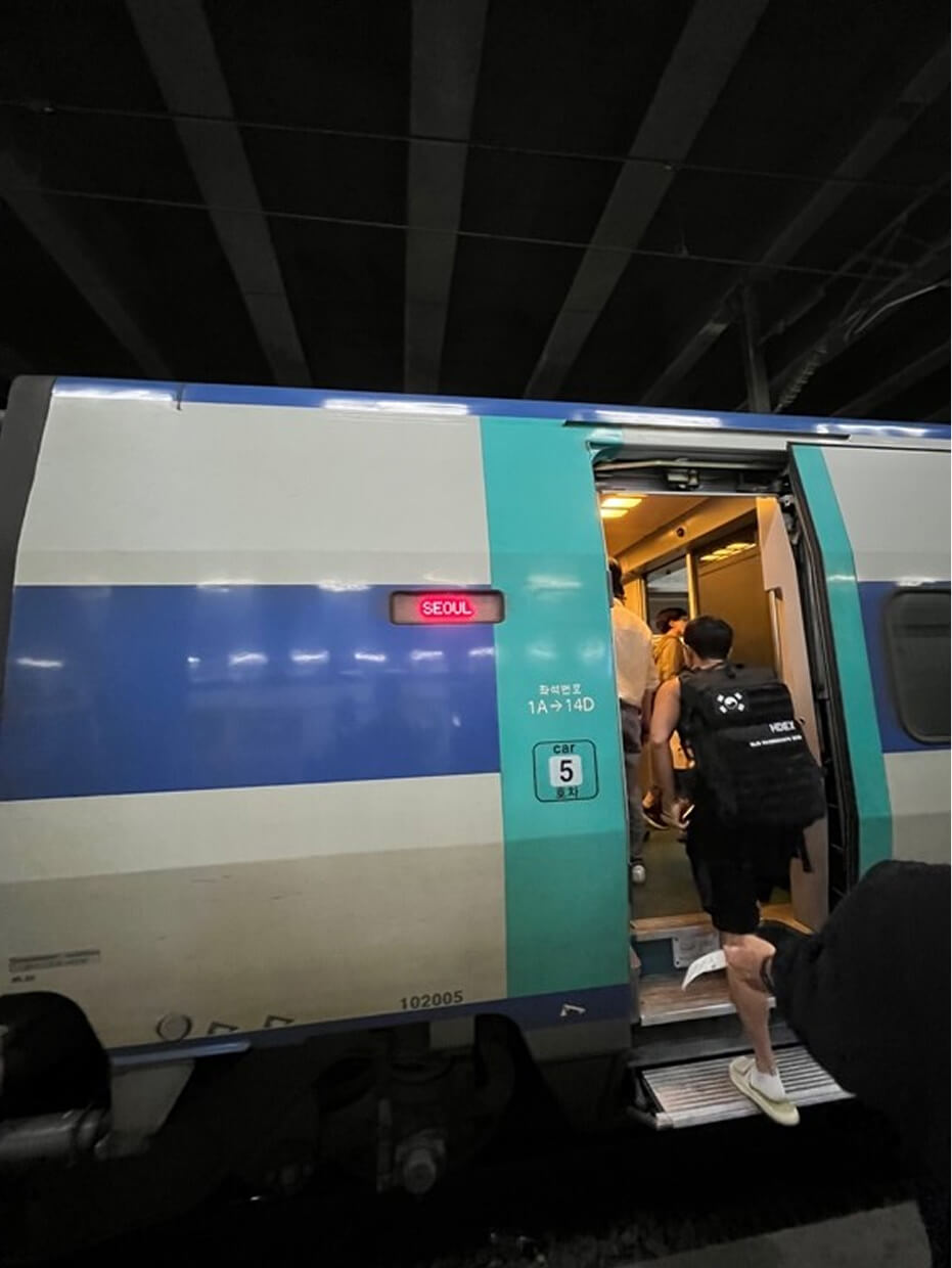 Boarding an express train
