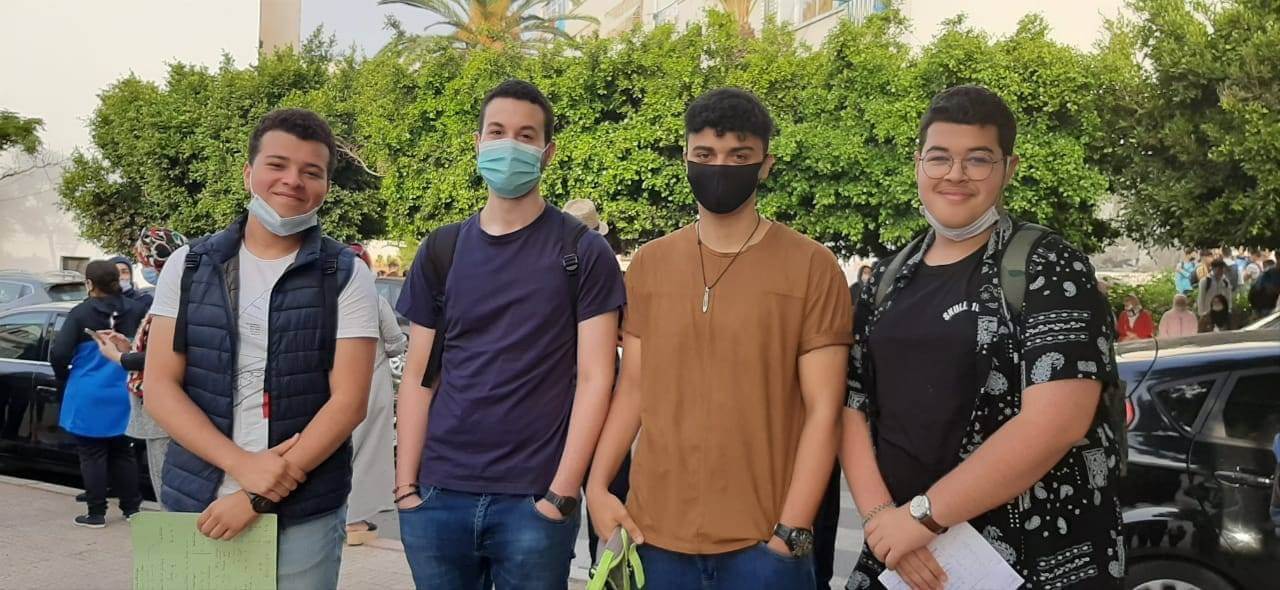 Marwane (second from left) with friends before taking the national exam (May 2021)