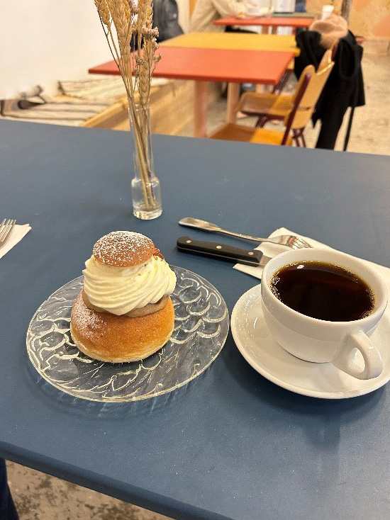 Fika with friends, featuring Semla, a traditional Swedish sweet bun