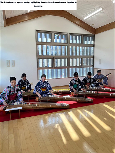 The koto played in a group setting, highlighting how individual sounds come together in harmony.